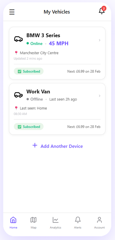 vAutoNest Dashboard - Real-time vehicle tracking and stats